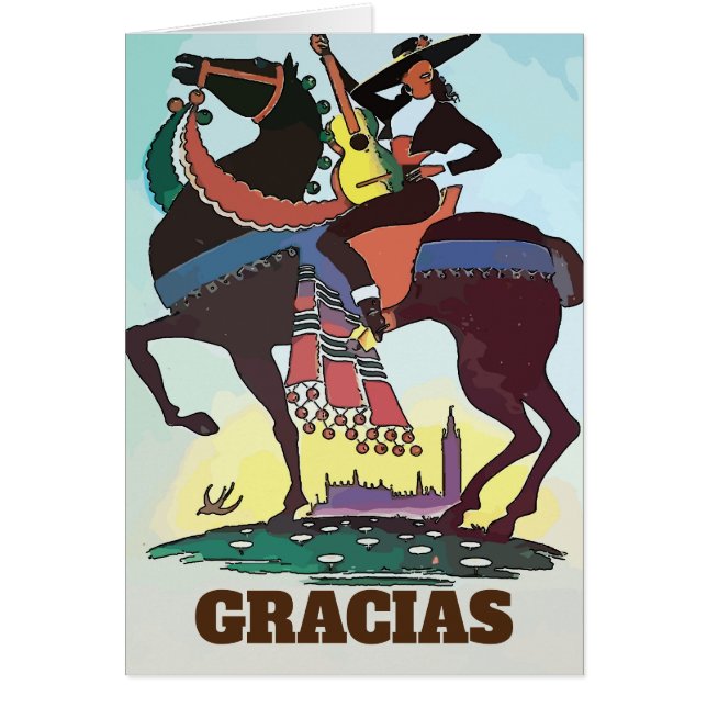 Spanish Travel Gracias, edit text  card (Devant)