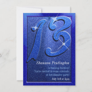 Sparkle Blue 13e anniversaire Invitations