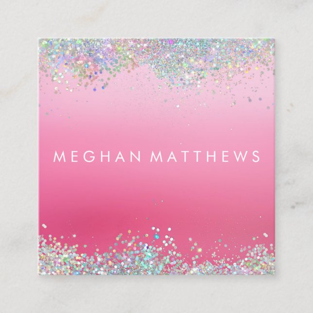 Sparkle Pink Beauty Stylist Carré Carte de visite (Devant)