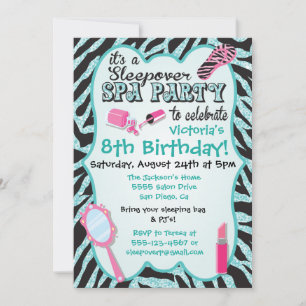 Sparkle Slepover Spa Invitations de fête d'anniver