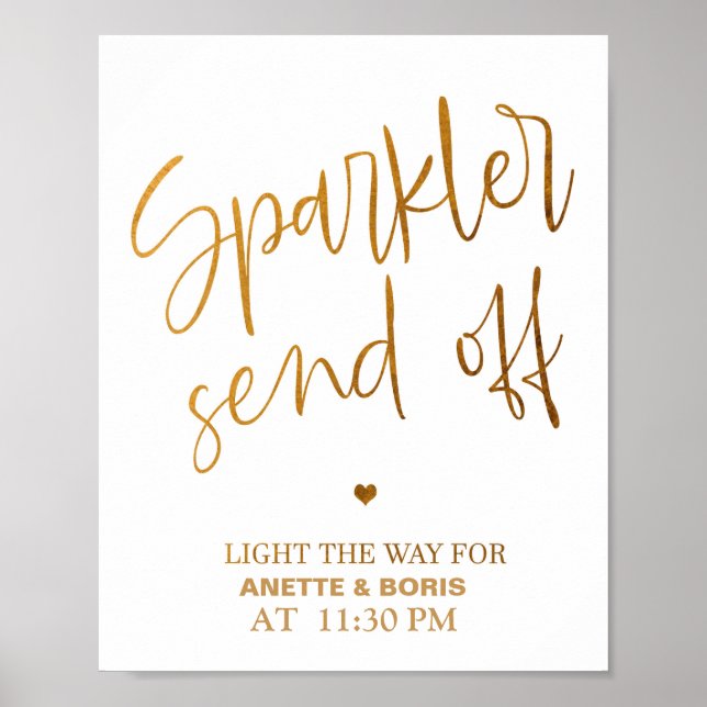 Sparkler envoyer le mariage signe affiche 8x10 (Devant)