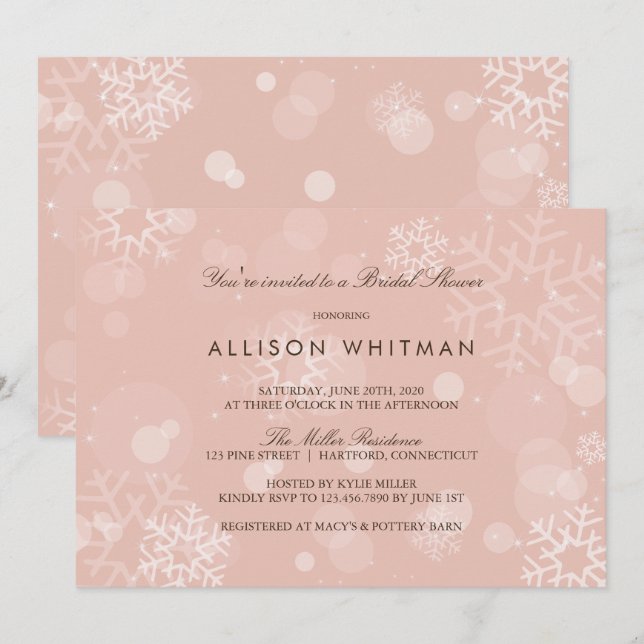 Sparkling Snowflakes Invitation à la douche nuptia (Devant / Derrière)