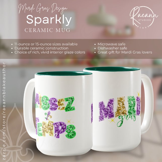 Sparkly Mardi Gras Design Ceramic Mug (Créateur téléchargé)