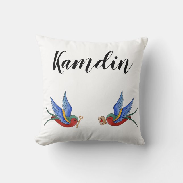 Sparro de tatouage d'oiseau traditionnel Coussin p (Recto)