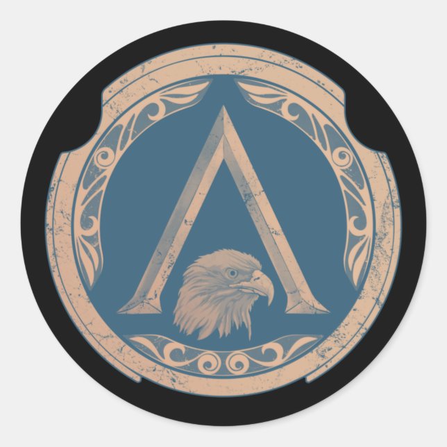 Spartan Eagle Greek Shield Classic Round Sticker (Devant)