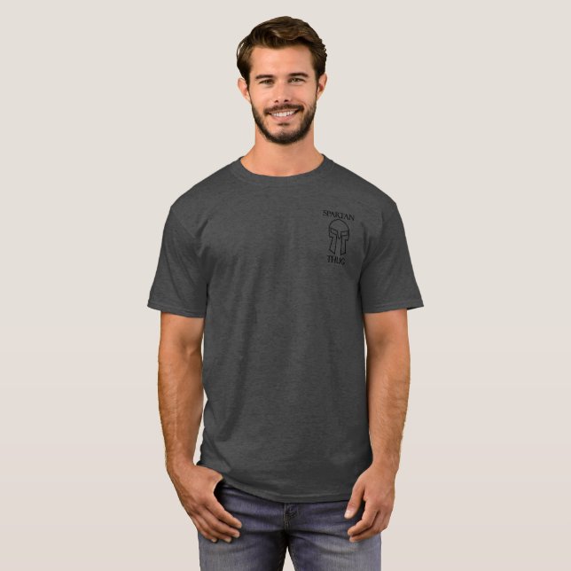 Spartan Thug - T-Shirt noir de base pour hommes (Devant entier)