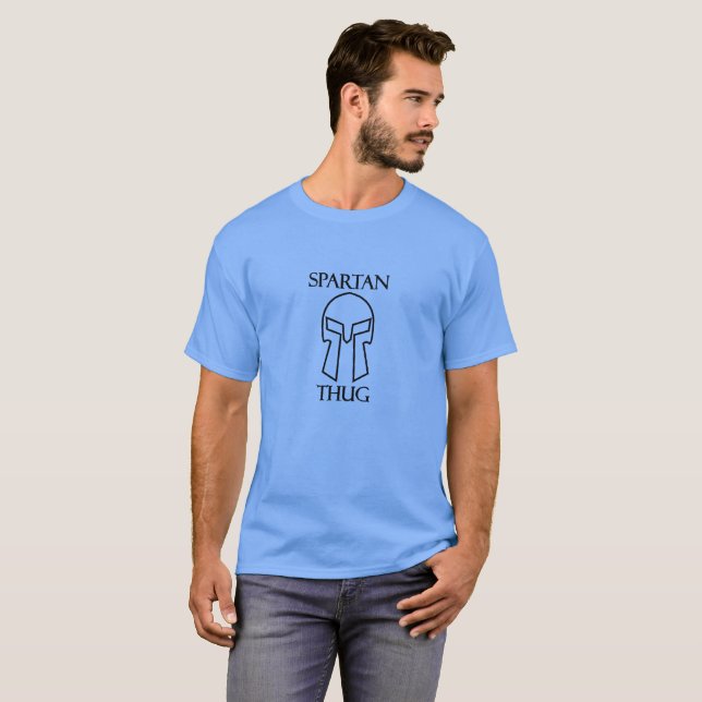 Spartan Thug - T-Shirt noir de base pour hommes (Devant entier)