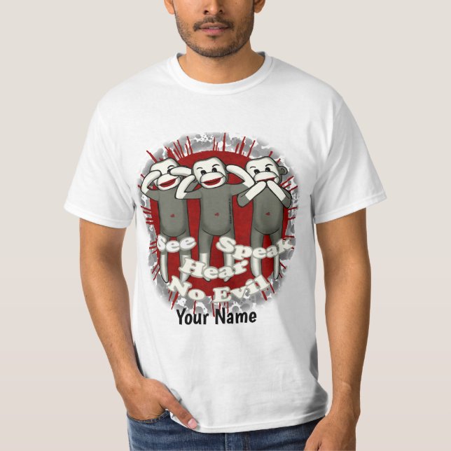 Speak No Evil Sock Monkeys T-shirt personnalisé (Devant)