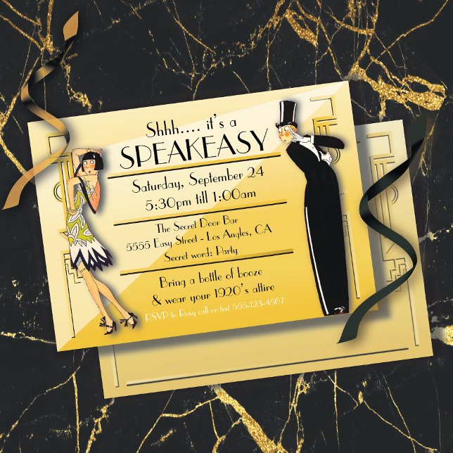 Speakeasy Flapper Great Gatsby Party Invitation (Créateur téléchargé)