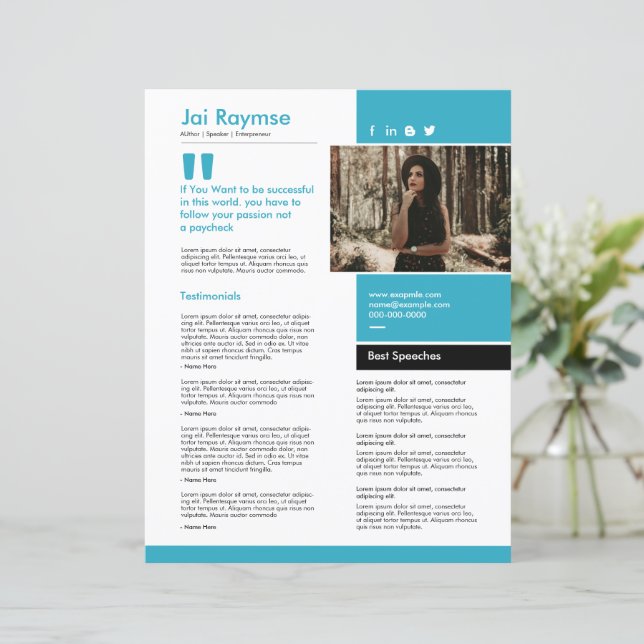 Speaker One Sheet Template (Debout devant)