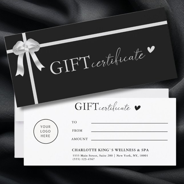 Spécifique au client, Logo, Certificat cadeau d'en (Customer specific, Logo, Ribbon, Business, Salon Gift Certificate)