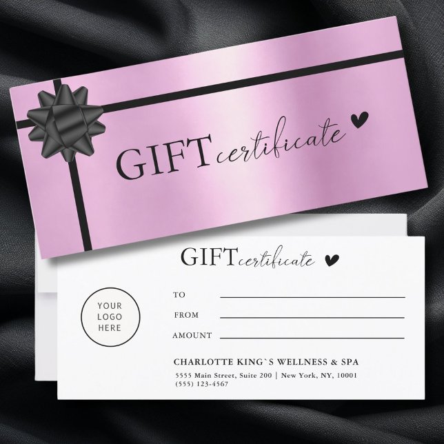 Spécifique au client, Logo Certificat cadeau d'ent (Customer specific, Logo, Salon, Violet-Black, Ribbon, Business Gift Certificate.)