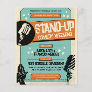 Spectacle de comédie stand-up rétro vintage grunge