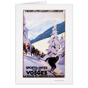 Spectateurs observant l'affiche de skieur