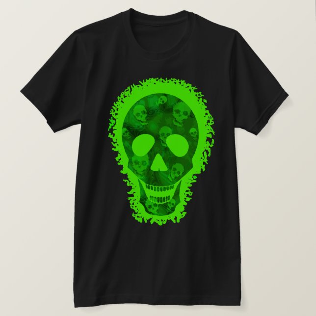 Spectres crâniens Grand crâne T-shirt vert (Design devant)