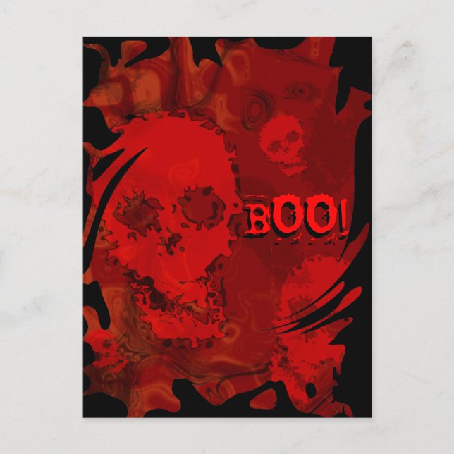Spectres crâniens Rouges 'Boo!' carte postale (Devant)