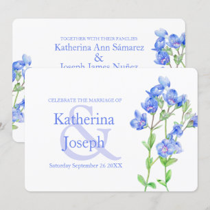 Speedwell fleur aquarelle bleu invitation mariage