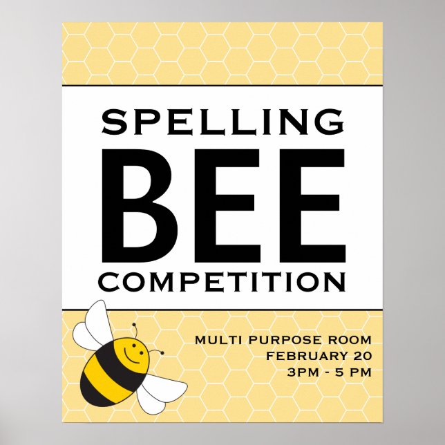 Spelling Bee Competition Announcement Poster 16x20 (Devant)