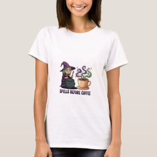Spells Before Coffee personnalisé sorcière T-shirt