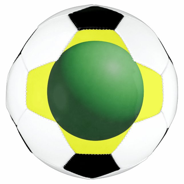 Sphère verte sur ballon de football jaune (Devant)