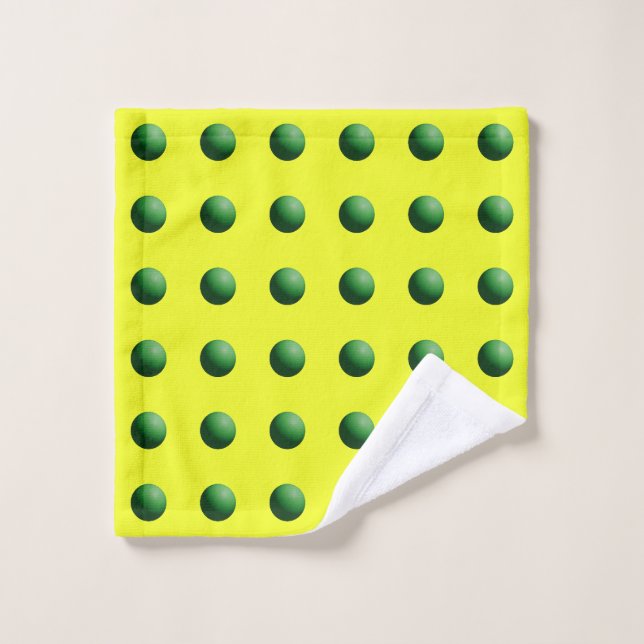 Sphères vertes sur jaune (Gant de toilette)