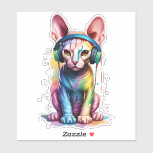 Sphynx Casque arc-en-ciel Chat Sticker Coupe perso