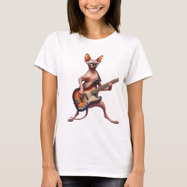 Sphynx Cat Basse Guitare Musicienne T-shirt femme (Devant)