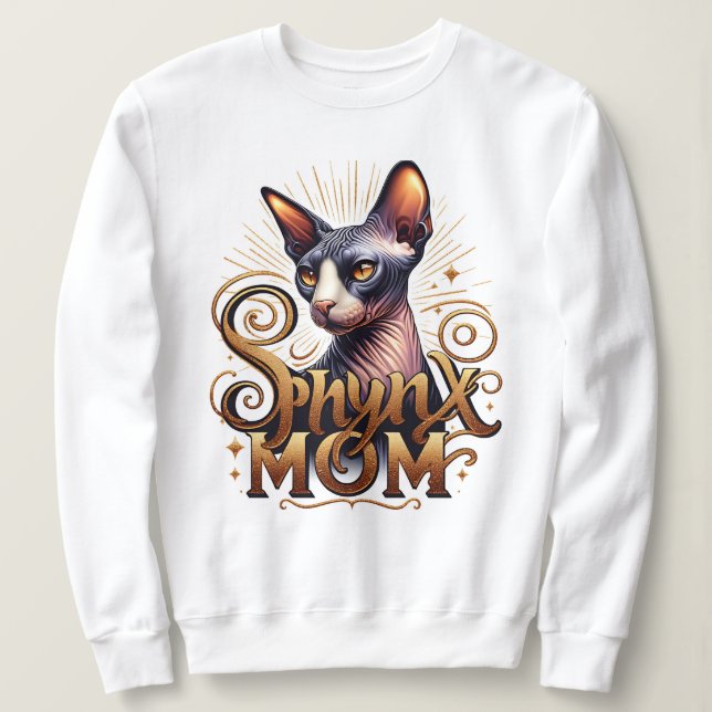 Sphynx Chat Maman Sweatshirt de mode féminine (Design devant)