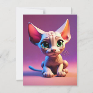 SPHYNX chaton sans cheveux carte postale