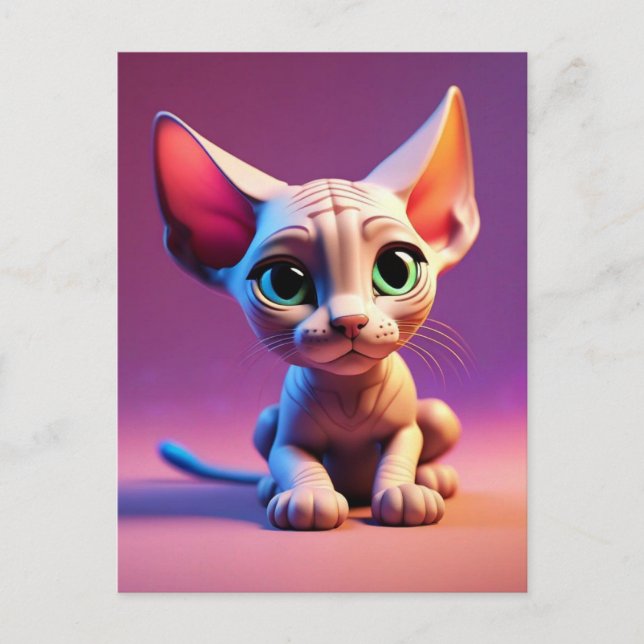 SPHYNX chaton sans cheveux carte postale (Devant)