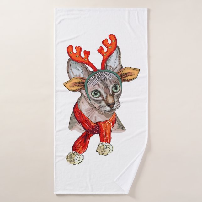 Sphynx de Noël (Serviette de bain)