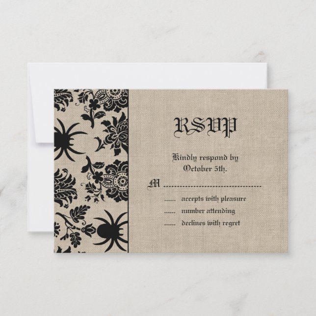 Spider Damask sur Burlap RSVP (Devant)