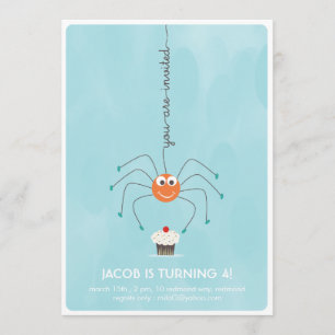 Spider et un cupcake Anniversaire Invitation