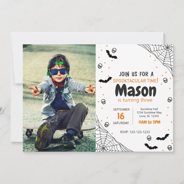 Spider Halloween Invitation d'anniversaire avec ph (Devant)