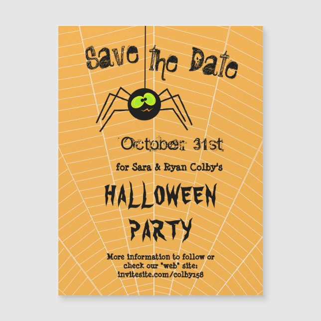 Spider Halloween Party Enregistrer la date Carte m (Devant)