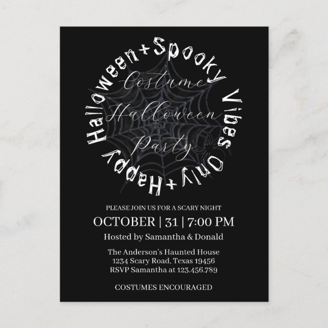 Spider Web Costume fête Halloween Invitation (Devant)