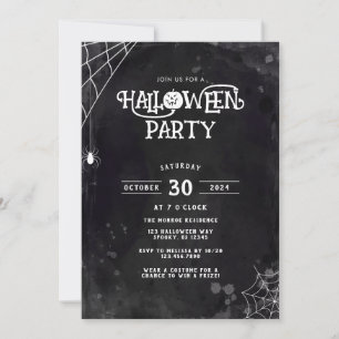 Spider Web Halloween Party Invitation