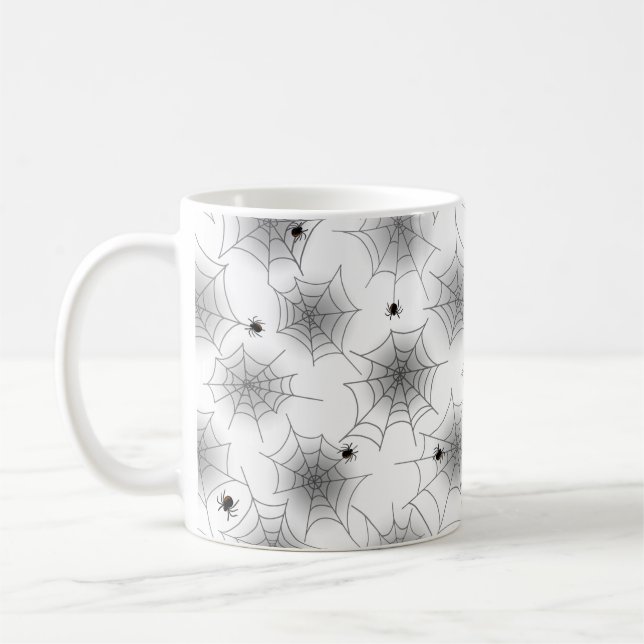 Spider Web Mug d'Halloween noir et blanc (Gauche)