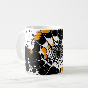 Spider Web Orange et Black Enk Splatter Mug