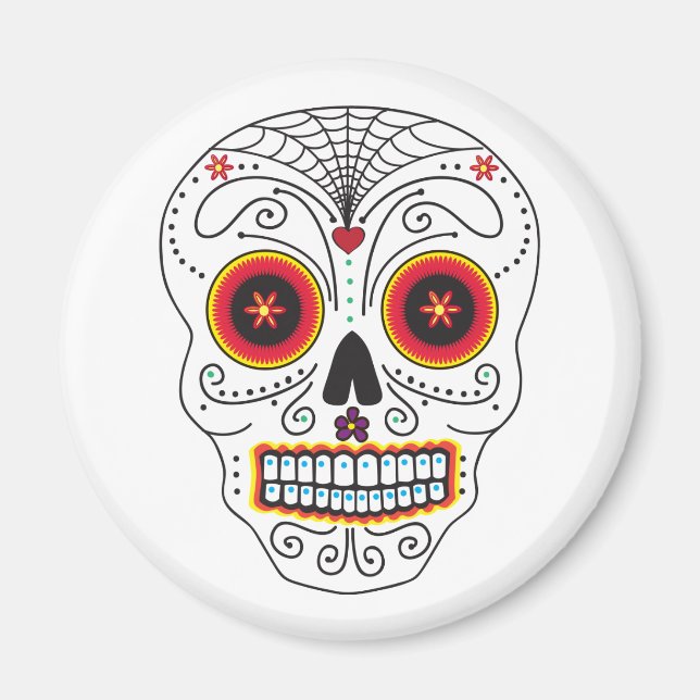 Spider Web Sugar Skull Magnet (Devant)