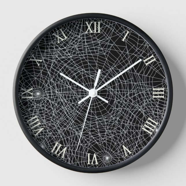 Spiderweb Dark esthétique Horloge murale (Recto)