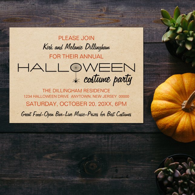 Spiderweb Typographie Halloween Invitation (Spiderweb Typography Halloween Invitation)