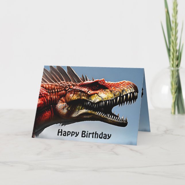 Spinosaurus Dinosaur effrayant, Carte Anniversaire (Devant)