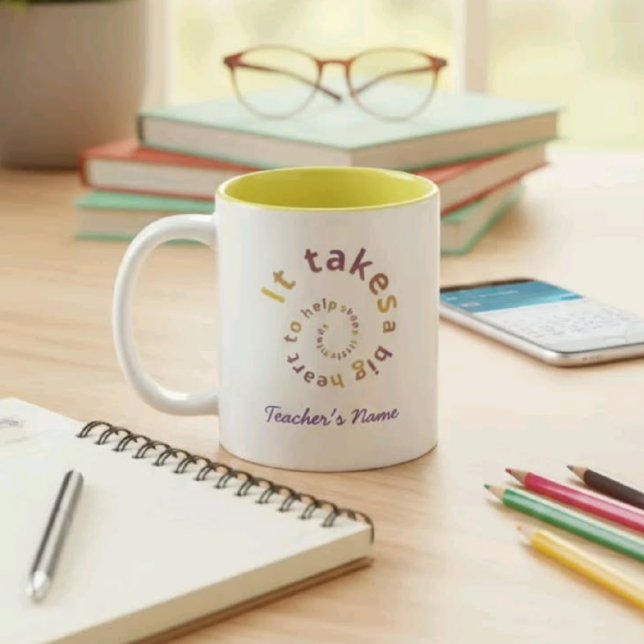 Spiral Heart Teacher Coffee Mug - Personalizable (Créateur téléchargé)