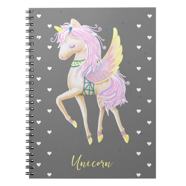 Spiral Photo Carnet a une mignonne licorne. (Devant)