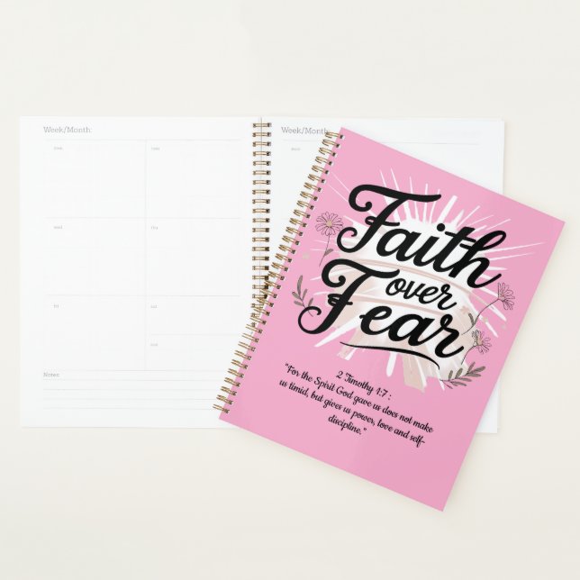 Spiral Planner with 2 Timothy 1:7Bible Verse (Devant avec enveloppe)