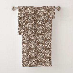 Spiral Seashell Block Print, Taupe Tan and Cream