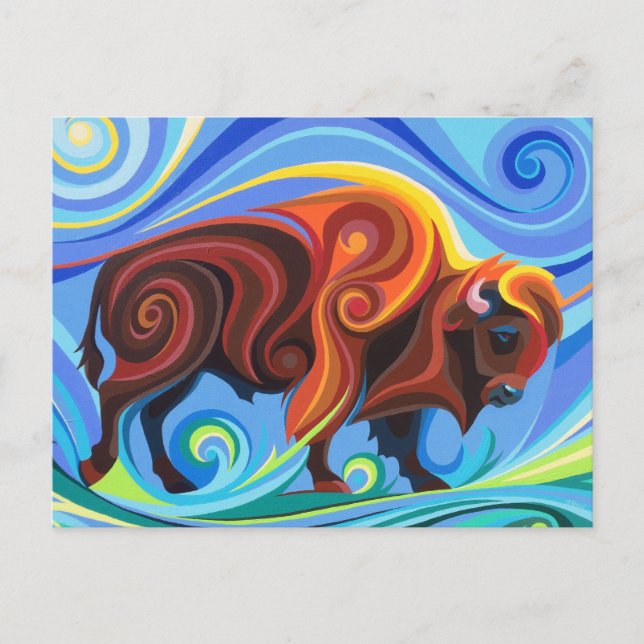 Spiral Spirl Buffalo Bison Carte postale Power Ani (Devant)