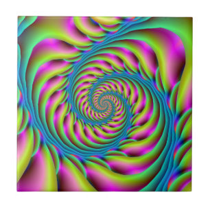 Spirale de carreaux en rose Turquoise et Jaune