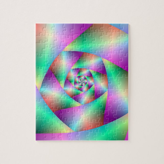 Spirale de Puzzle en Turquoise et Rose (Vertical)